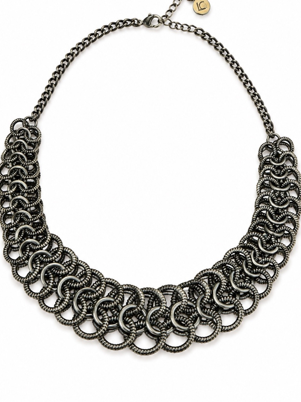 Vintage Liz Claiborne Brass Tone Bib Collar Necklace runway statement